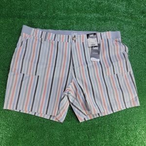 Lee Comfort Waist Mid Rise Multi Striped Womens Shorts Size 22 M Regular Fit New